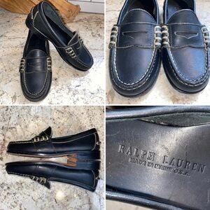 RALPH LAUREN Kids 13 Rancourt Maine Black Penny Loafer Dress Shoe Preppy